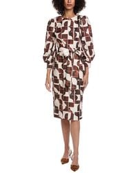 Badgley Mischka - Belted Midi Dress - Lyst