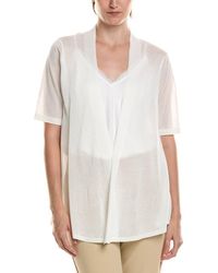 Anne Klein - Semi Sheer Short Sleeve Cardigan - Lyst