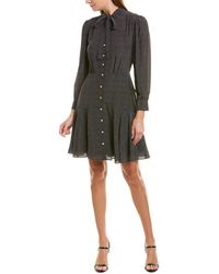 Rebecca Taylor Sprinkle Dot Silk Shirtdress - Black