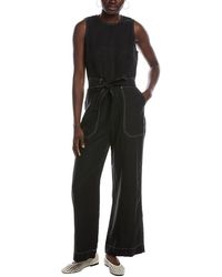Madewell - Contrast Stitch Relaxed Straight Leg Linen Jumpsuit - Lyst