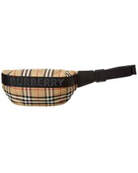 Burberry Medium Sonny Vintage Check & Icon Stripe Belt Bag - Brown