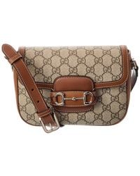 Gucci - Horsebit 1955 Small Gg Supreme Canvas & Leather Shoulder Bag - Lyst