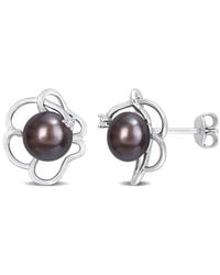 Rina Limor - Silver White Topaz 7.5-8mm Pearl Floral Studs - Lyst