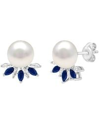 Lab Grown Gemstones - Lab-Grown Pearl & 9Mm Pearl Stud Earrings - Lyst