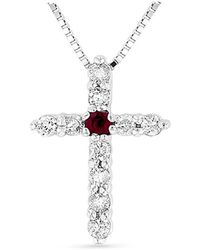 Diana M. Jewels - Fine Jewelry 14k 0.18 Ct. Tw. Diamond & Ruby Cross Pendant Necklace - Lyst