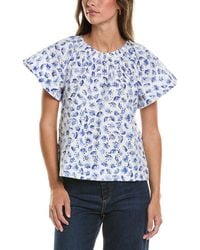 Cece - Broderie Flare Sleeve Top - Lyst