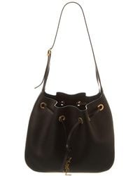 Saint Laurent - Leather Drawstring Bucket Shoulder Bag - Lyst