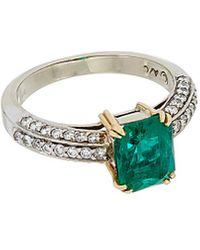 Diana M. Jewels Platinum 1.96 Ct. Tw. Diamond & Emerald Ring - Multicolour