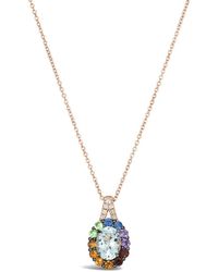 Le Vian - Le Vian 14K Rose 0.13 Ct. Tw. Diamond & Aquamarine Pendant Necklace - Lyst
