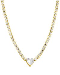 Adornia - 14k Plated Cz Water Resistant Heart Tennis Necklace - Lyst