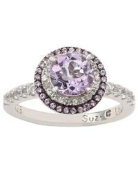 Suzy Levian - 0.02 Ct. Tw. Diamond & Gemstone Double Halo Ring - Lyst