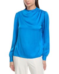 Tahari - Draped Novelty Silk-Blend Blouse - Lyst