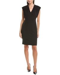 Anne Klein - V-Neck Pleated Bodice Sheath Dress - Lyst