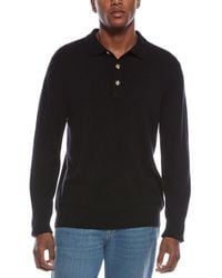 Kier + J - Mixed Stitch Wool & Cashmere-Blend Polo Sweater - Lyst