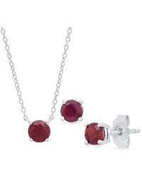 MaxColor - 1.68 Ct. Tw. Ruby Pendant & Studs Set - Lyst