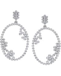 Genevive Jewelry - Silver Cz Oval Earrings - Lyst