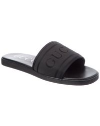 Gucci - Tonal Leather Flat Sandal - Lyst