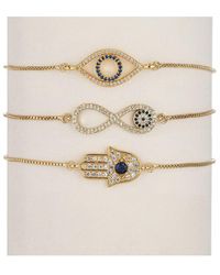 Eye Candy LA - The Luxe Collection Cz Heart, Eye, Infinity Eye Bolo Cuff Bracelet Set - Lyst