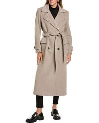 Cinzia Rocca - Long Wool & Cashmere-blend Trench Coat - Lyst