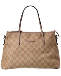 Gucci - Taupe Gg Supreme Canvas & Leather Small Tote (Authentic Pre-Owned) - Lyst