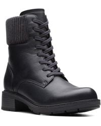 Clarks - Hearth Sky Leather Combat Boot - Lyst