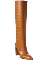 Paris Texas Block Heel Lizard-embossed Leather Boot - Brown