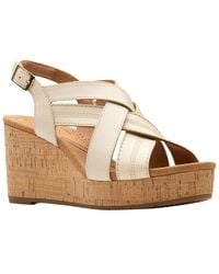 Clarks - Sabina Sling Leather Wedge Sandal - Lyst
