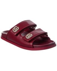 Gucci - Crystal Double G Leather Sandal - Lyst