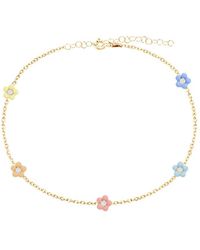 Gabi Rielle 14k Vermeil Cz & Enamel Candy Pastel Flower Ankle Bracelet - Metallic