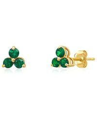 MaxColor - 14K 0.30 Ct. Tw. Lab-Grown Emerald Studs - Lyst