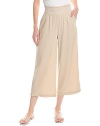 NVLT - Smocked Waist Linen-Blend Cropped Pant - Lyst
