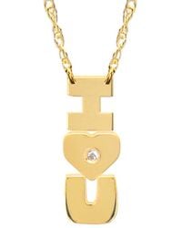 Jane Basch - 14k Diamond I Heart U Vertical Necklace - Lyst