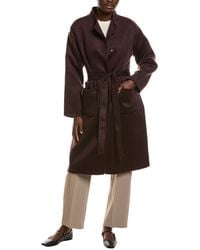 Eileen Fisher - High Collar Wool Coat - Lyst