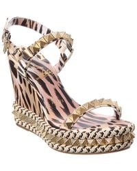 Christian Louboutin - Pyraclou 110 Satin Wedge Sandal - Lyst