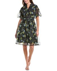 Gracia - Floral Print Organza Puff Sleeve Shirtdress - Lyst