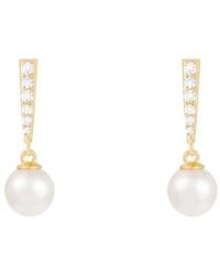 Splendid - 14K 0.12 Ct. Tw. Diamond & 6-6.5Mm Pearl Dangle Earrings - Lyst