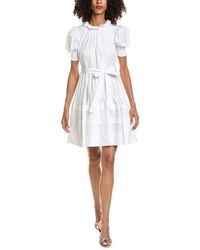 Prada - Belted Ruffled Tiered Poplin Dress - Lyst
