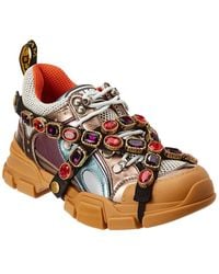 Gucci - Flashtrek Leather & Mesh Sneaker - Lyst