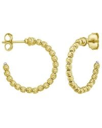 Italian Gold - 14K Bead Hoop Earrings - Lyst