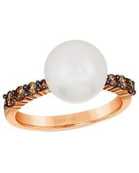 Le Vian - Le Vian Euphoria Chocolate 14K 0.13 Ct. Tw. Diamond & 10.5Mm Pearl Cz Ring - Lyst