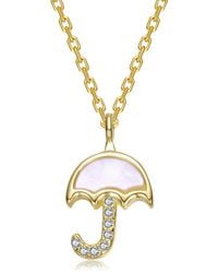 Rachel Glauber - 14K Plated Pearl Cz Pendant - Lyst