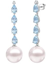 Nina Zhou Jewelry - 14K 3.25 Ct. Tw. Diamond & Aquamarine & 12-13Mm Pearl Drop Earrings - Lyst