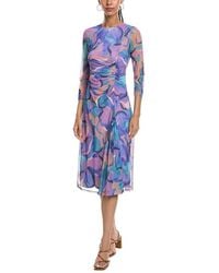Vince Camuto - Long Sleeve Printed Midi Dress - Lyst