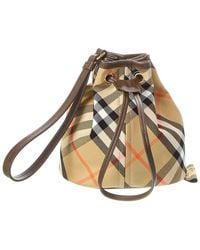 Burberry - Check Canvas & Leather Drawstring Pouch - Lyst