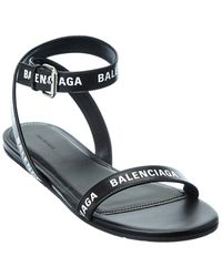Balenciaga Round Leather Sandal - Black