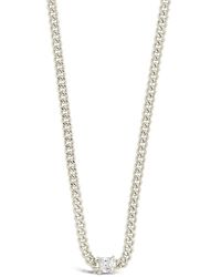 Sterling Forever - Rhodium Plated Cz Curb Chain Necklace - Lyst