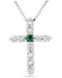 Diana M. Jewels - Fine Jewelry 14k 0.18 Ct. Tw. Diamond & Emerald Cross Pendant Necklace - Lyst