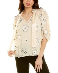 Rebecca Taylor Parasol Embroidered Silk Top - Pink