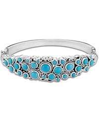 Samuel B. - Silver 3.70 Ct. Tw. Sleeping Beauty Turquoise Cluster Bangle Bracelet - Lyst