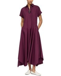 Lafayette 148 New York - Drop Waist Organic Cotton Poplin Midi Shirtdress - Lyst